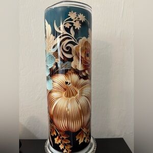 Floral and Pumpkin Design Sublimation Tumbler